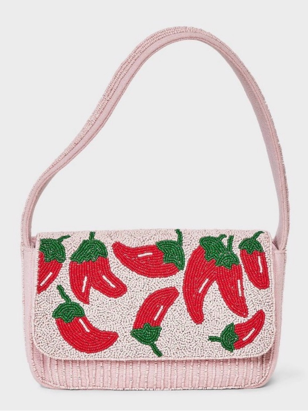 A New Day Beaded Chili Pepper Shoulder Bag Pink Red NWT